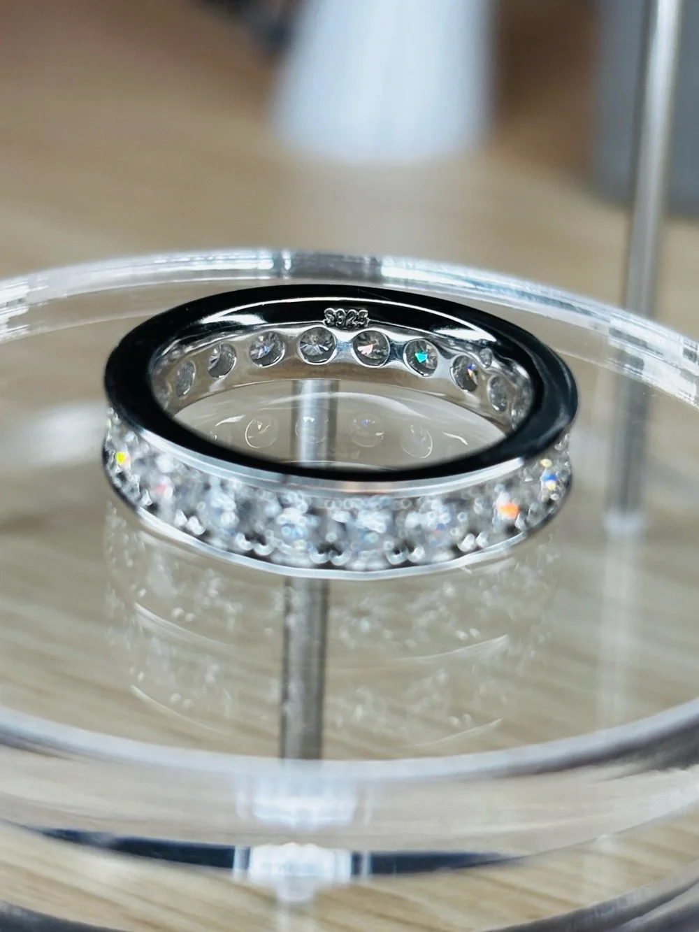 Solid 925 Sterling Silver VVS Moissanite Eternity Band - Picture 8 of 11
